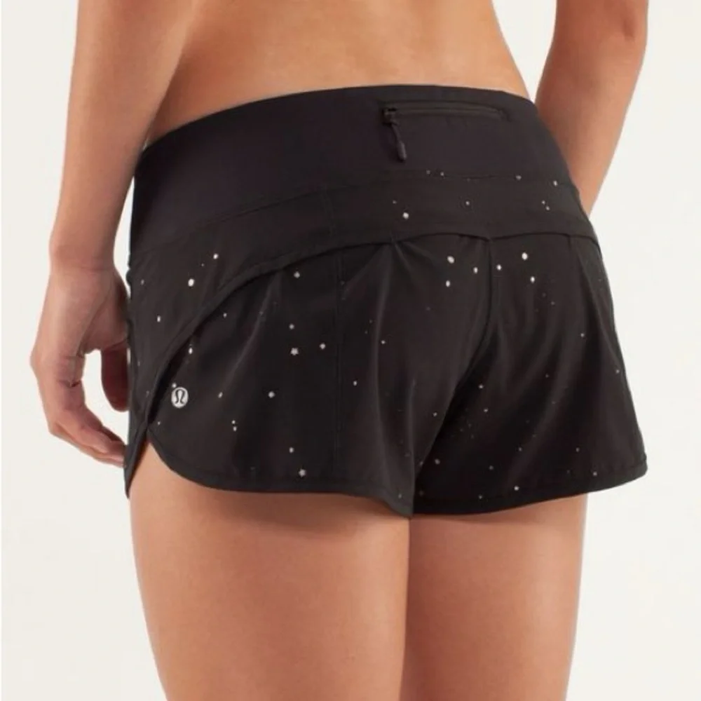 Lululemon Turbo Run Short Twinkle Silver Reflective / Black size 6